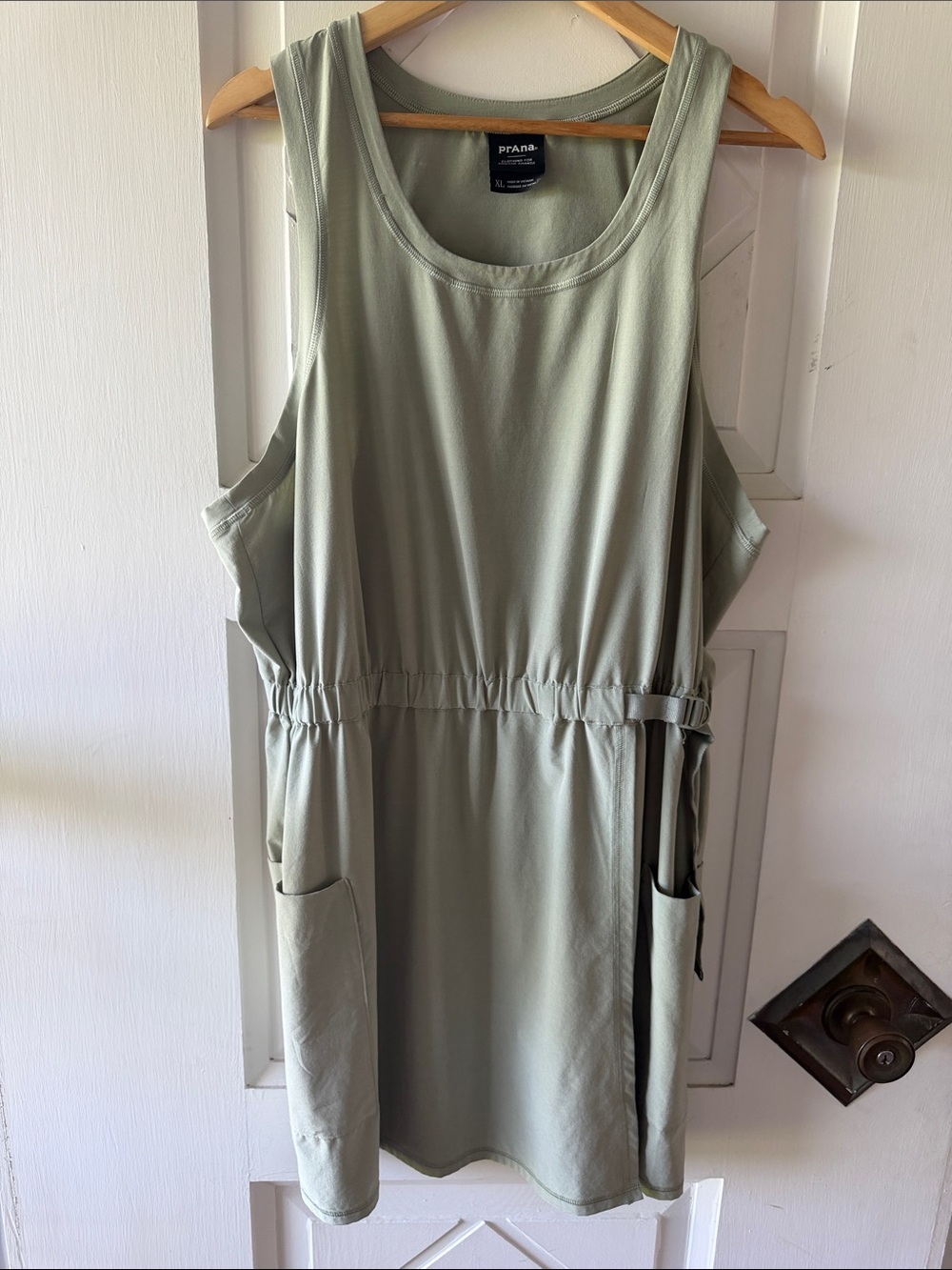 Athleta Sage Green Drawstring Tank Midi Dress